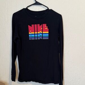 Nike Black Shirt with Multicolor Logo